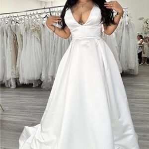 Stella York White Satin Wedding Dress